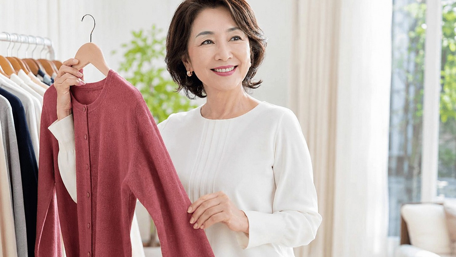 60代に似合うカーディガンの選び方（素材・丈・色）